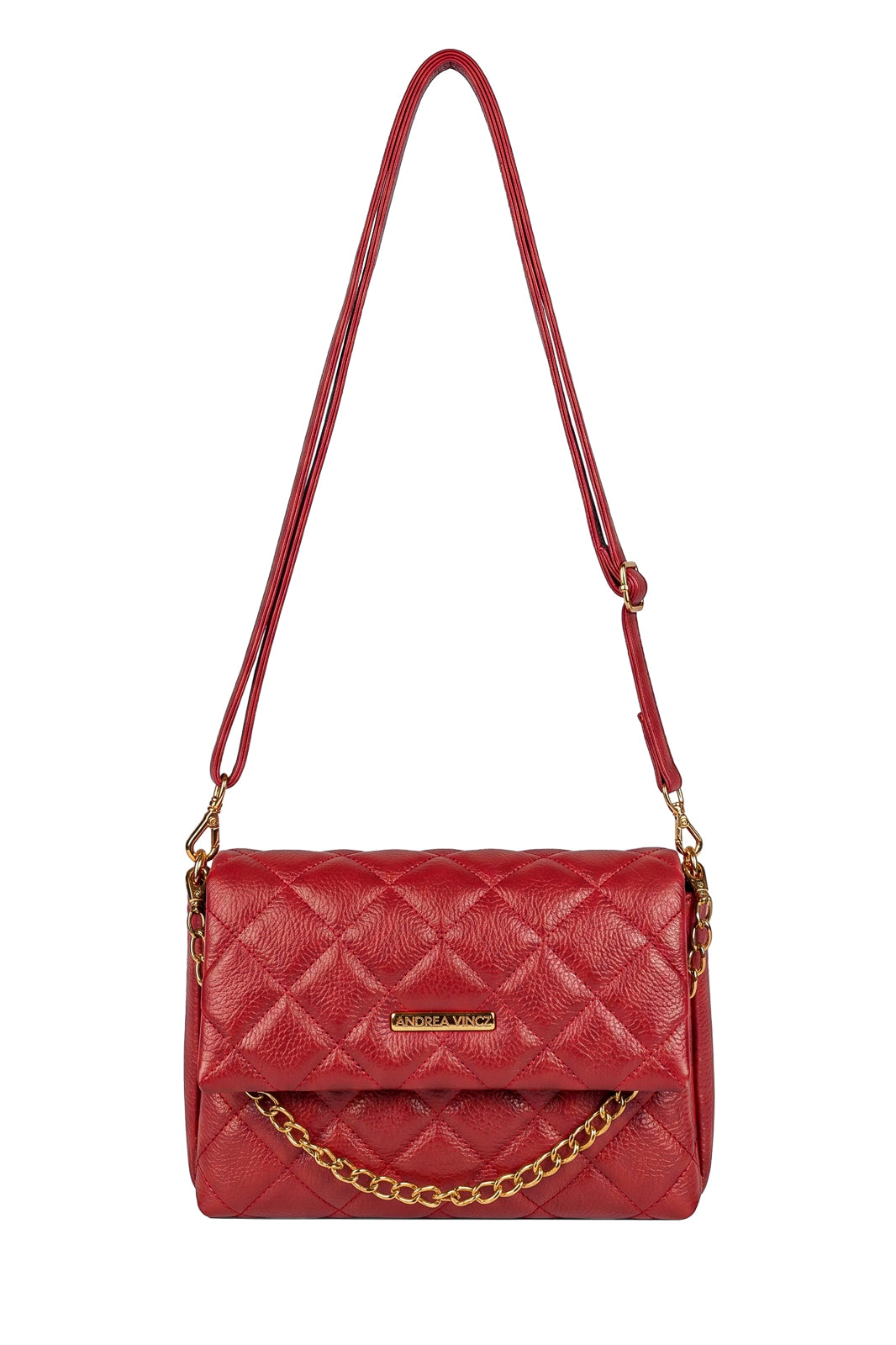 Bolsa de couro com corrente matelassê Giulia