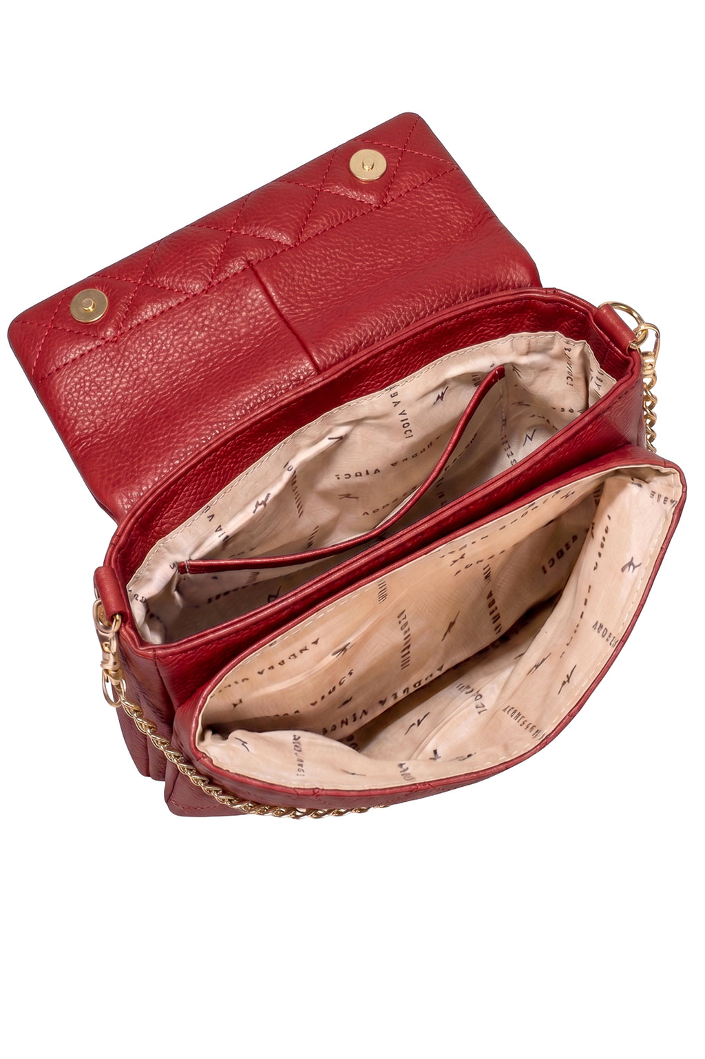 Bolsa de couro com corrente matelassê Giulia