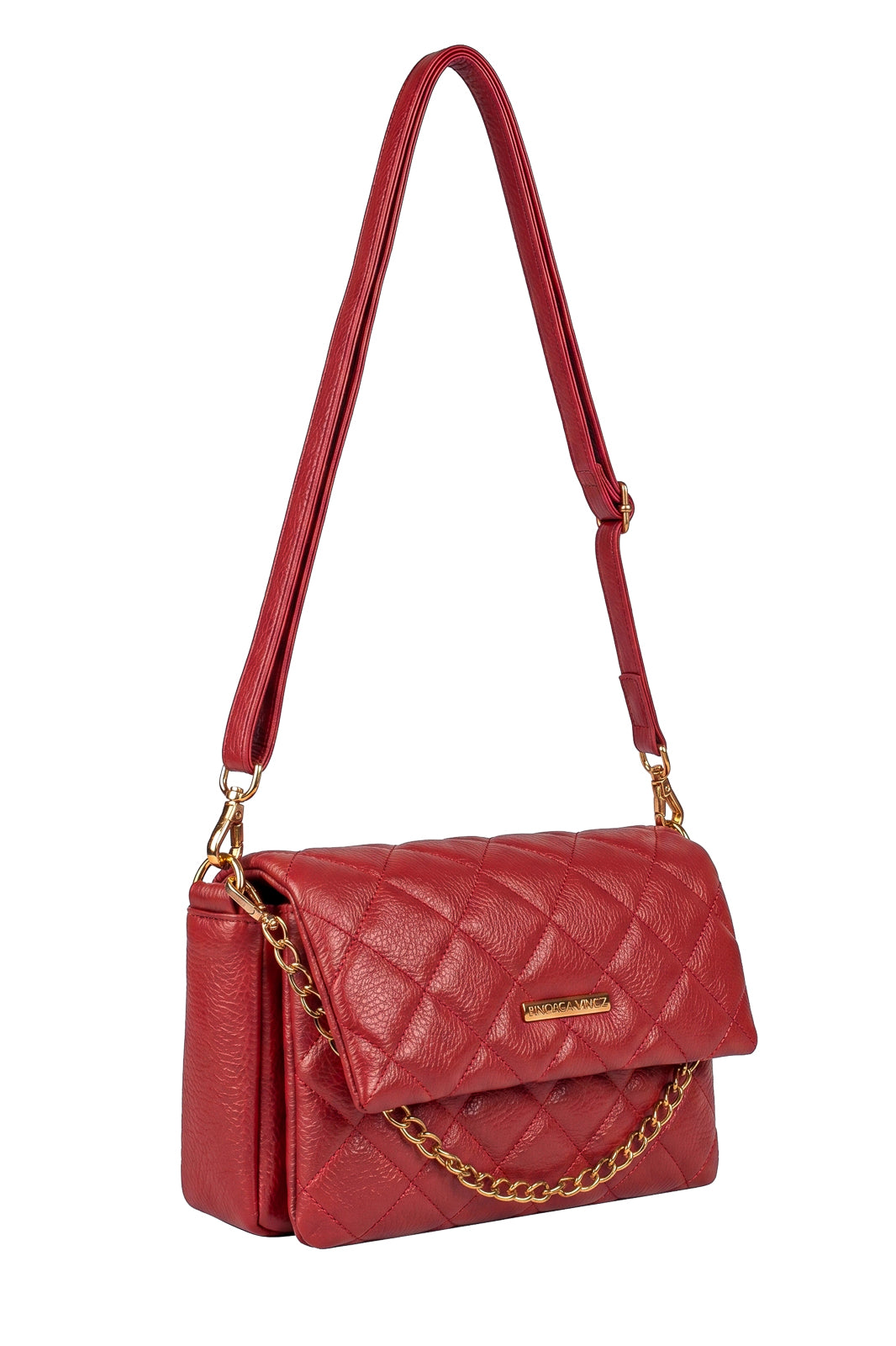 Bolsa de couro com corrente matelassê Giulia