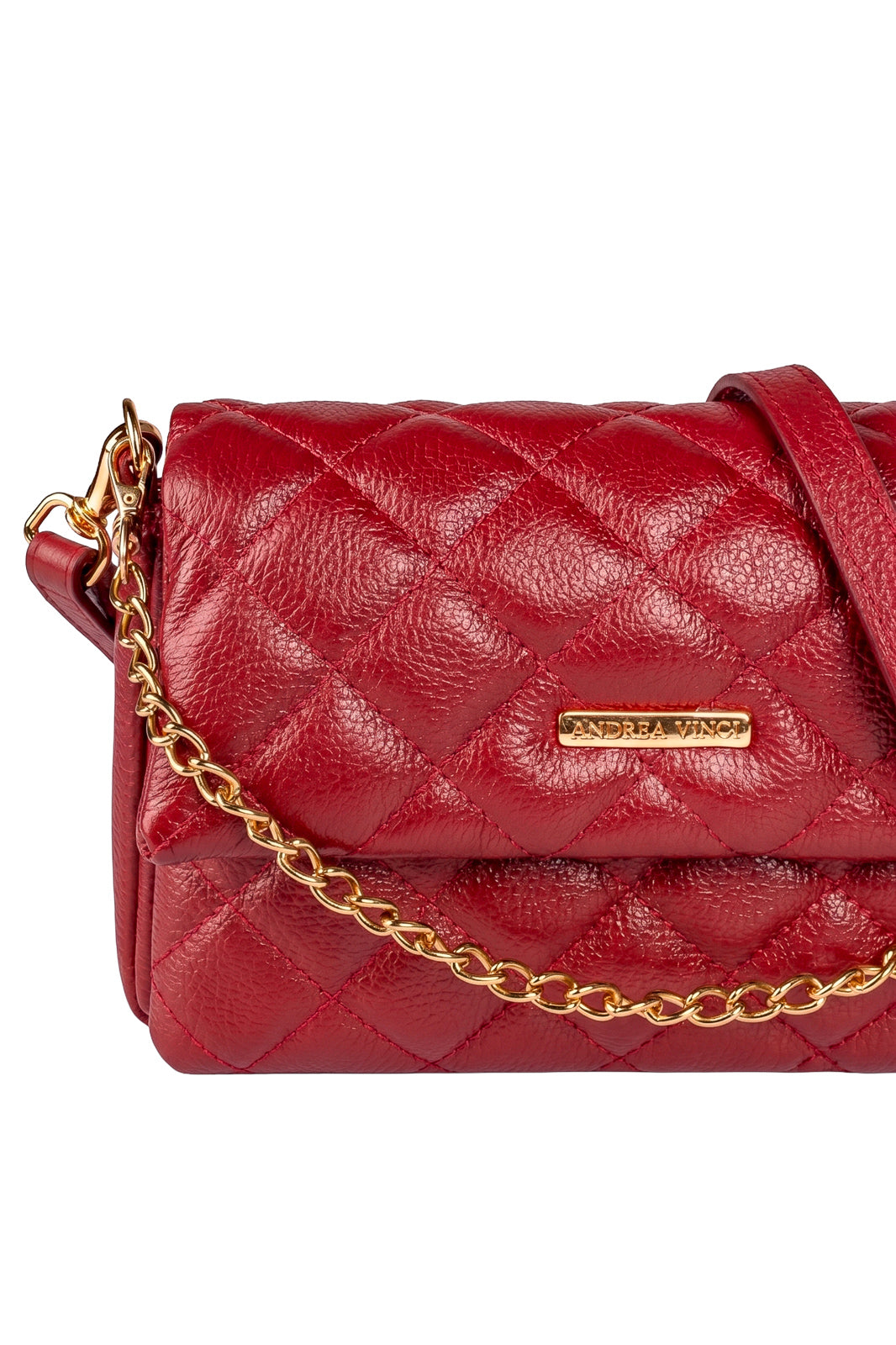 Bolsa de couro com corrente matelassê Giulia