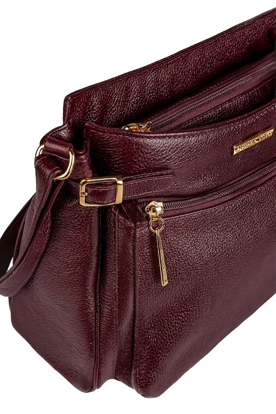 Bolsa tiracolo de couro liso Lorena
