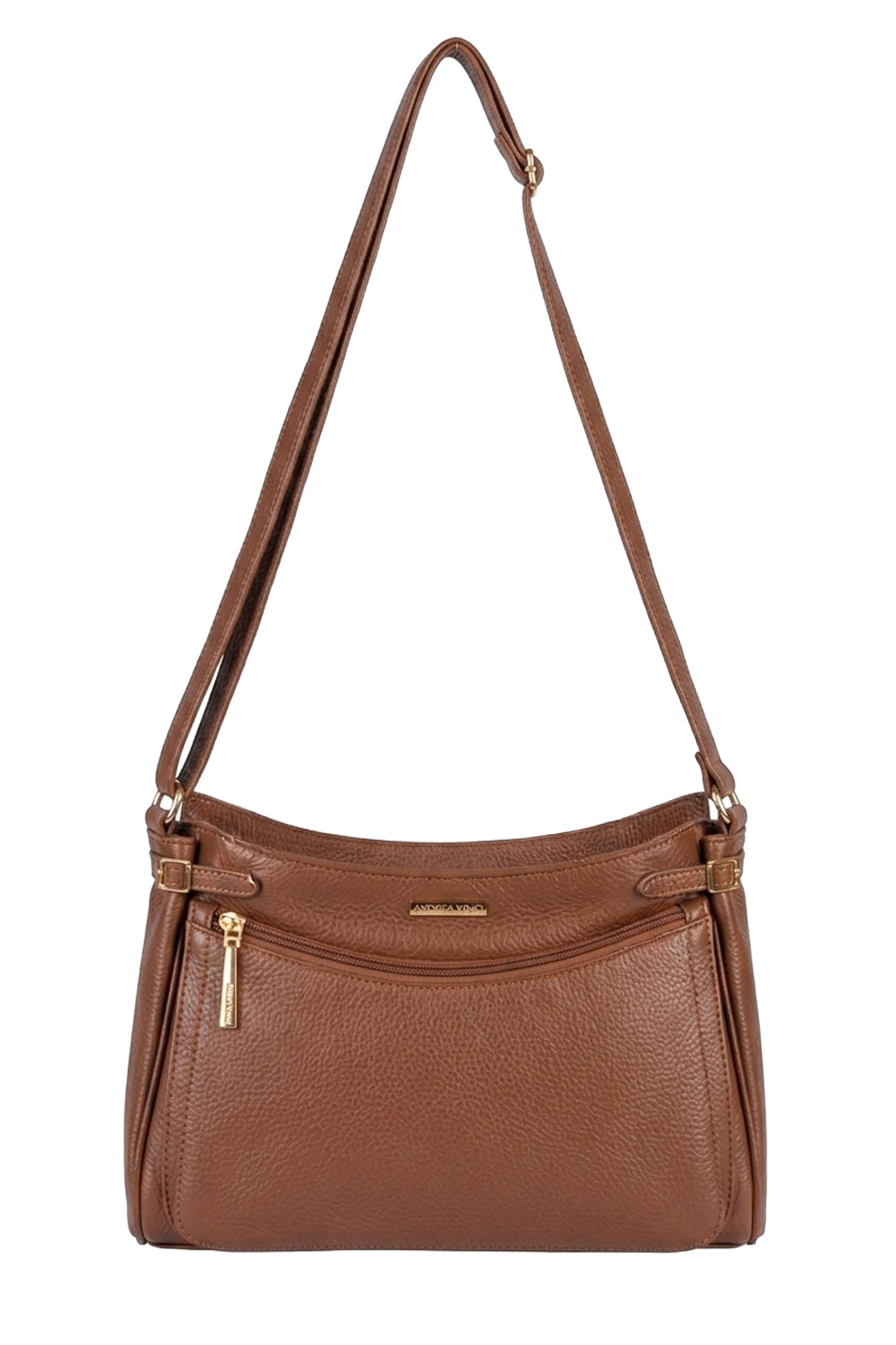 Bolsa tiracolo de couro liso Lorena