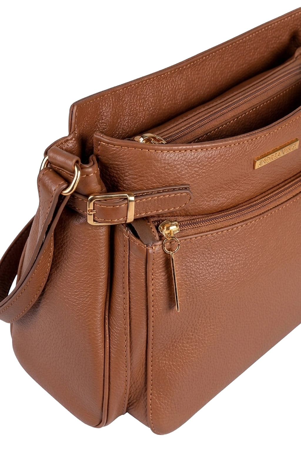 Bolsa tiracolo de couro liso Lorena