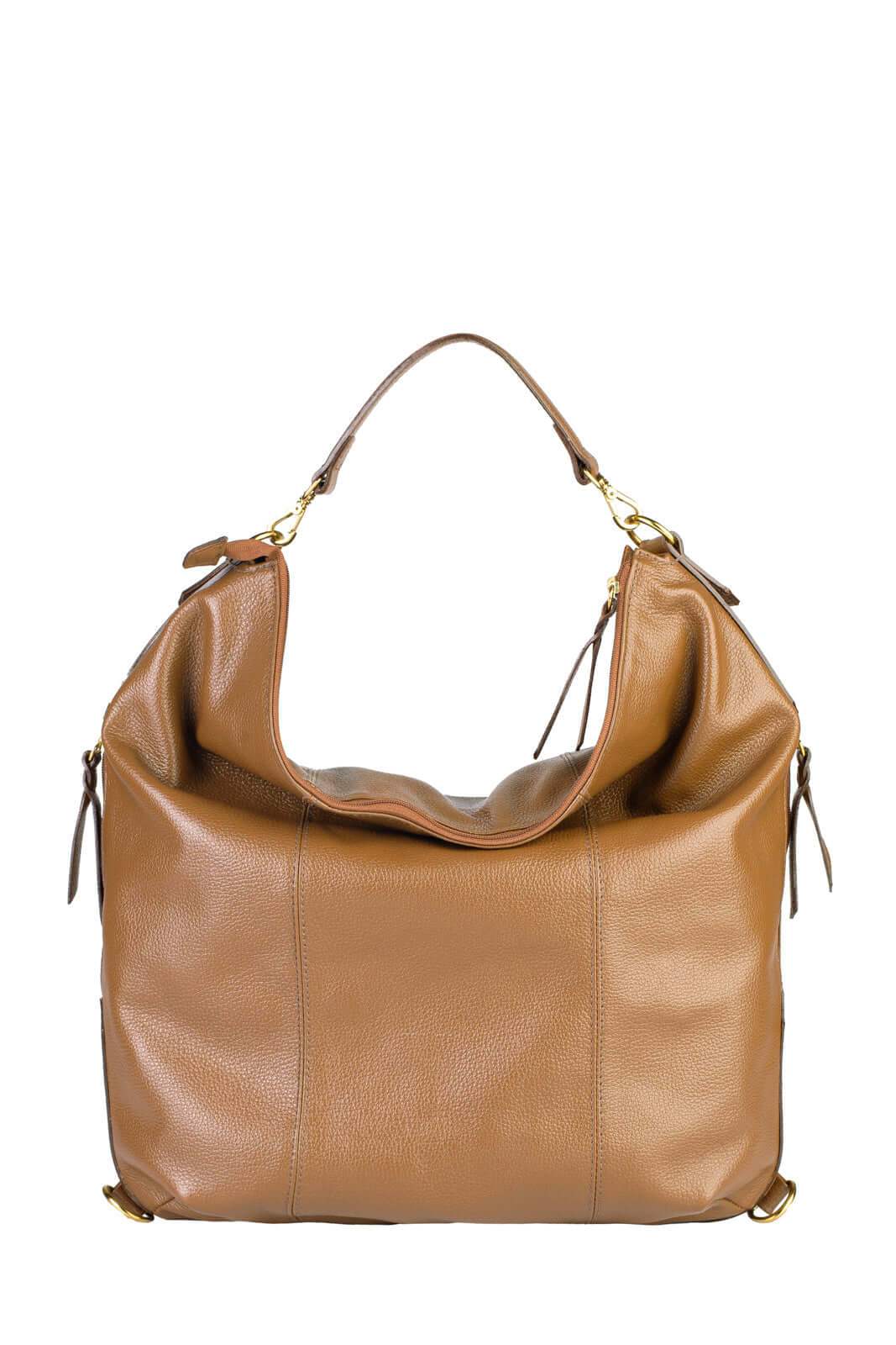 Bolsa mochila saco em couro liso Charlote - Enluaze