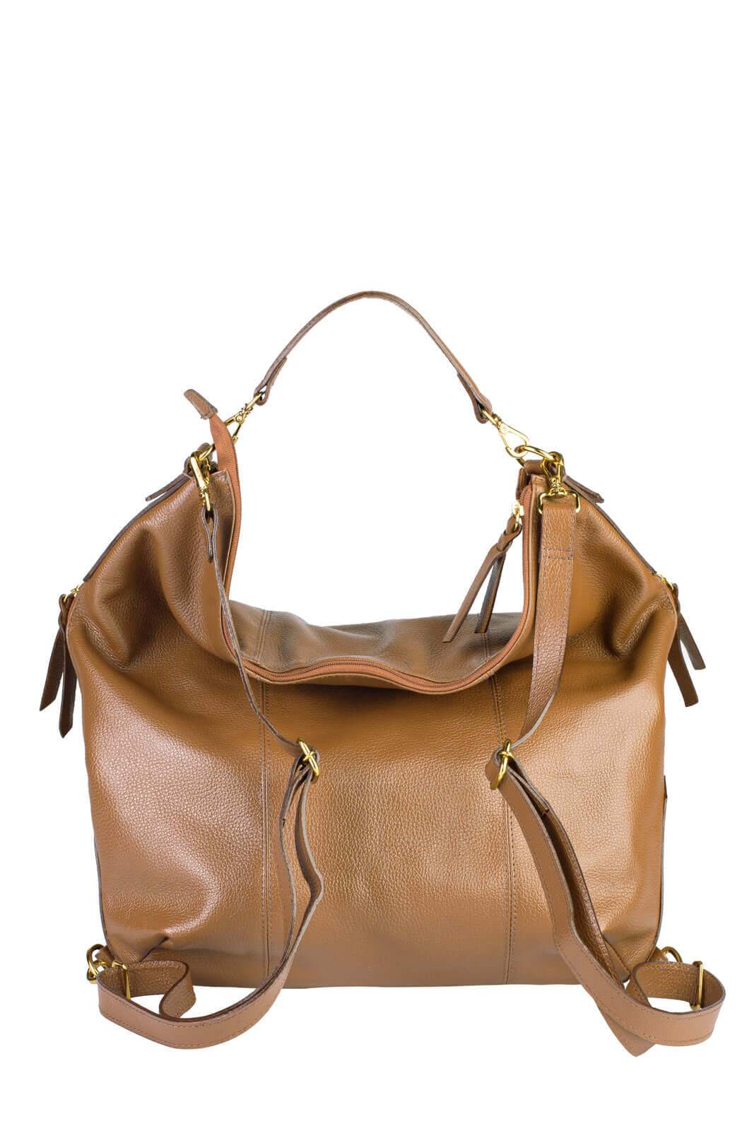 Bolsa mochila saco em couro liso Charlote - Enluaze