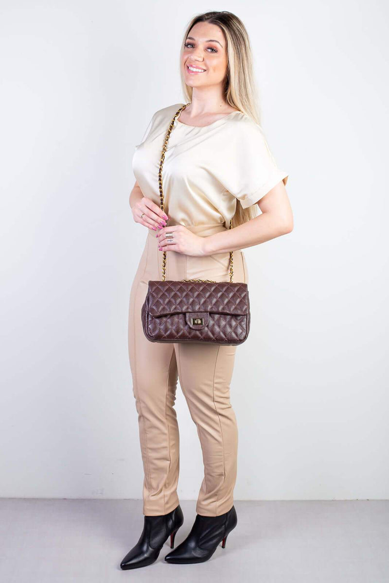 Bolsa de couro matelassê quilted Penélope