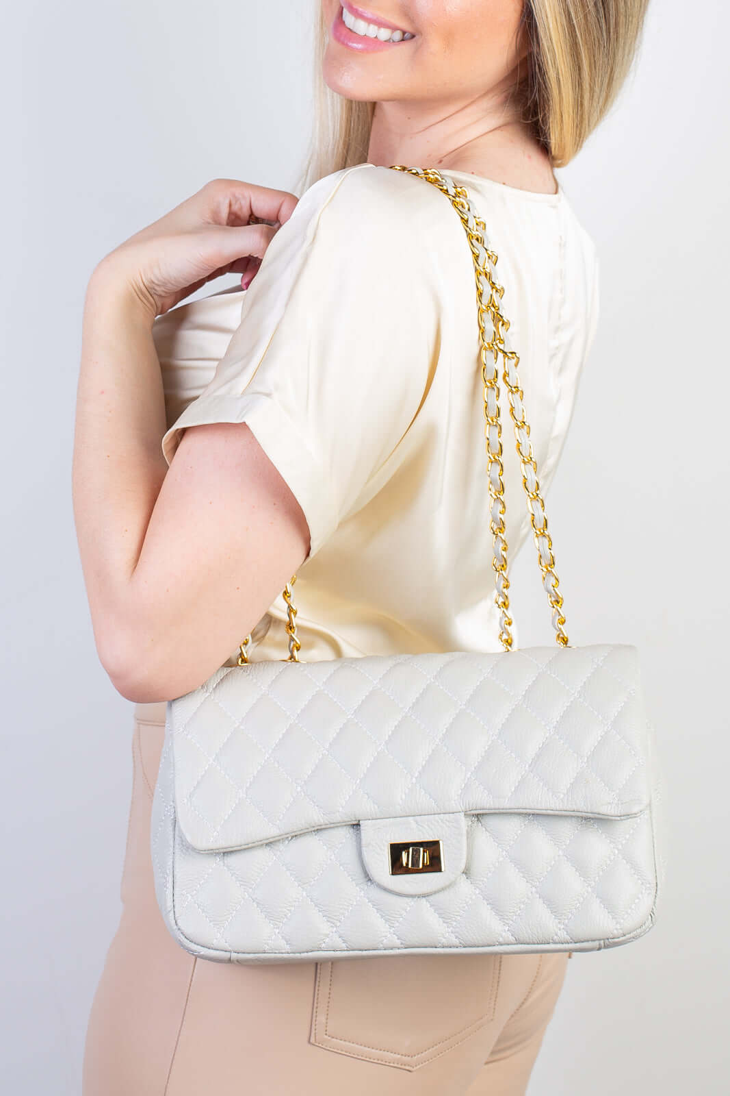 Bolsa de couro matelassê quilted Penélope - Enluaze