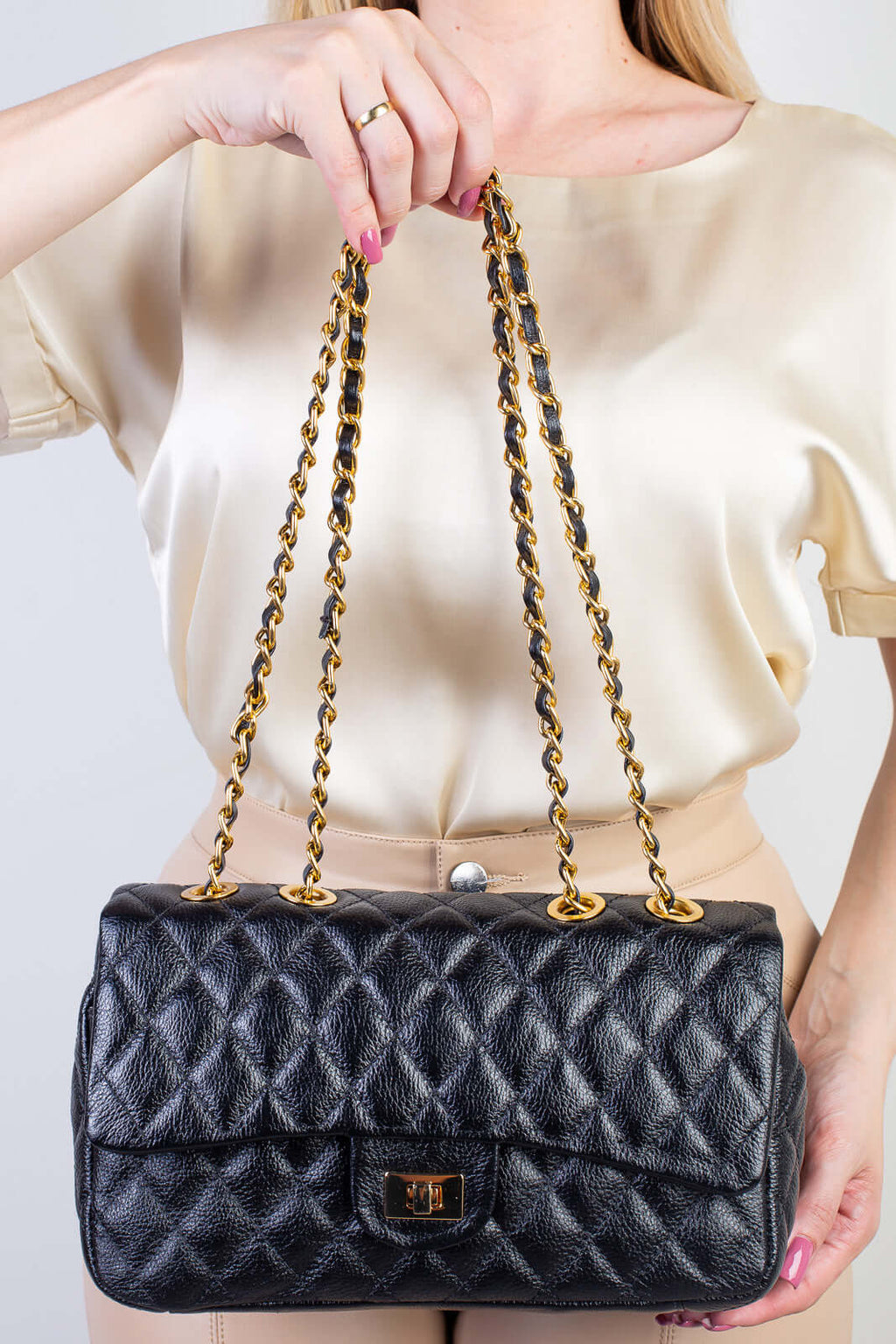 Bolsa de couro matelassê quilted Penélope - Enluaze