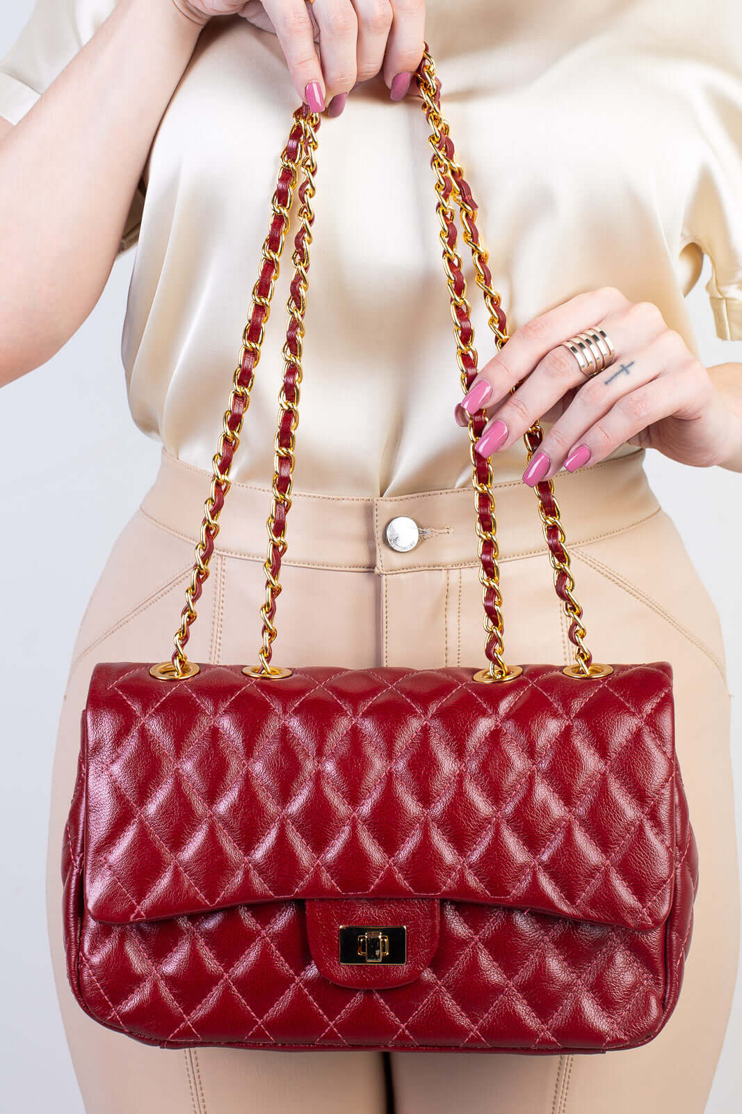 Bolsa de couro matelassê quilted Penélope - Enluaze