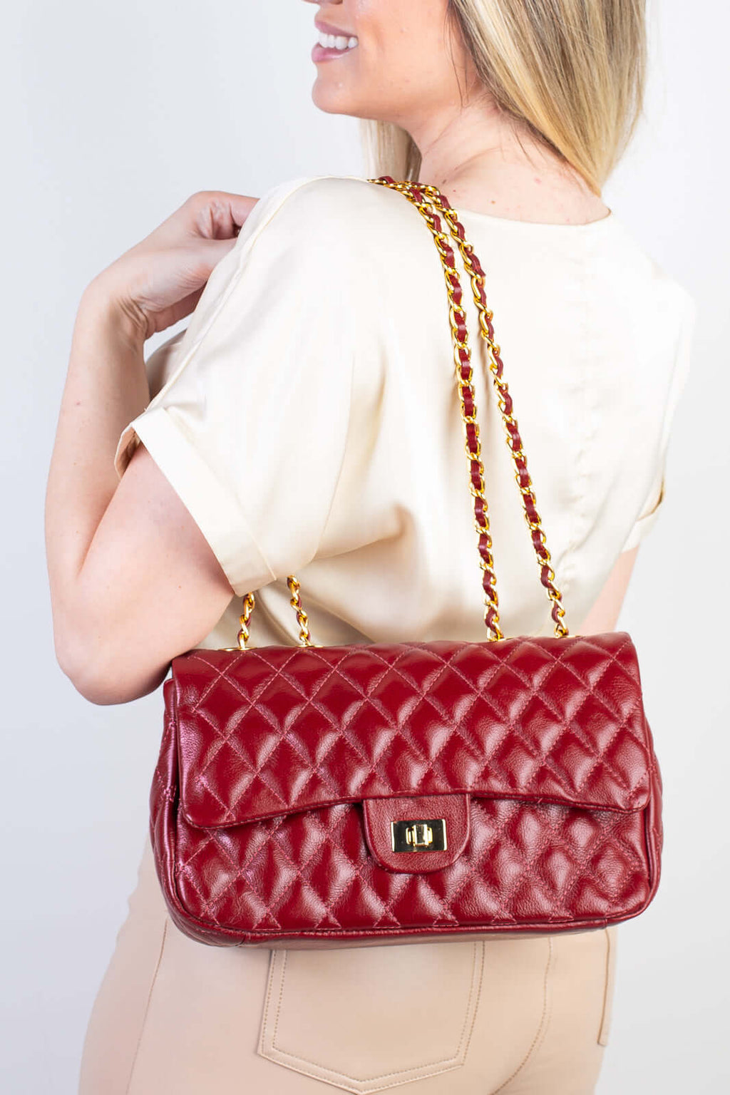 Bolsa de couro matelassê quilted Penélope - Enluaze