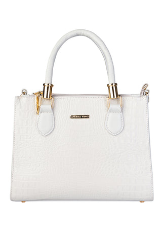 Bolsa grande de couro croco estruturada Emilia