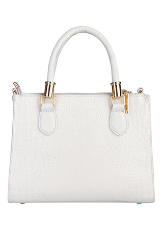 Bolsa grande de couro croco estruturada Emilia