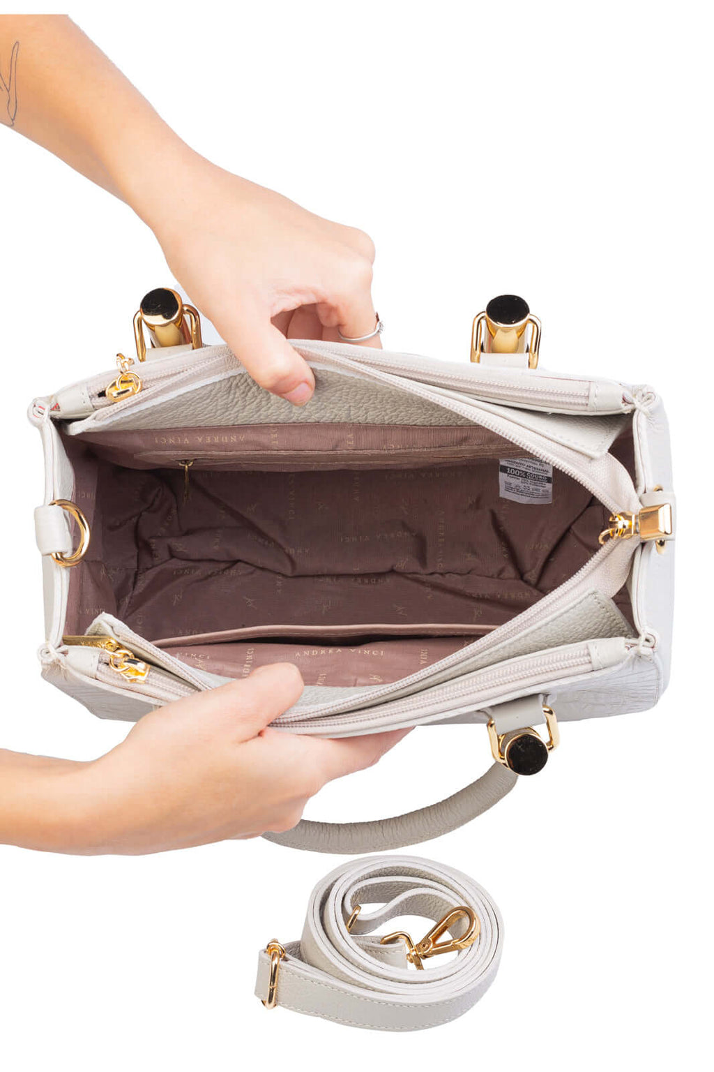 Bolsa grande de couro croco estruturada Emilia - Enluaze