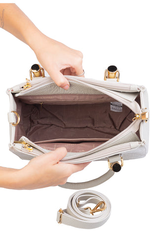 Bolsa grande de couro croco estruturada Emilia