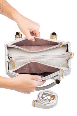 Bolsa grande de couro croco estruturada Emilia