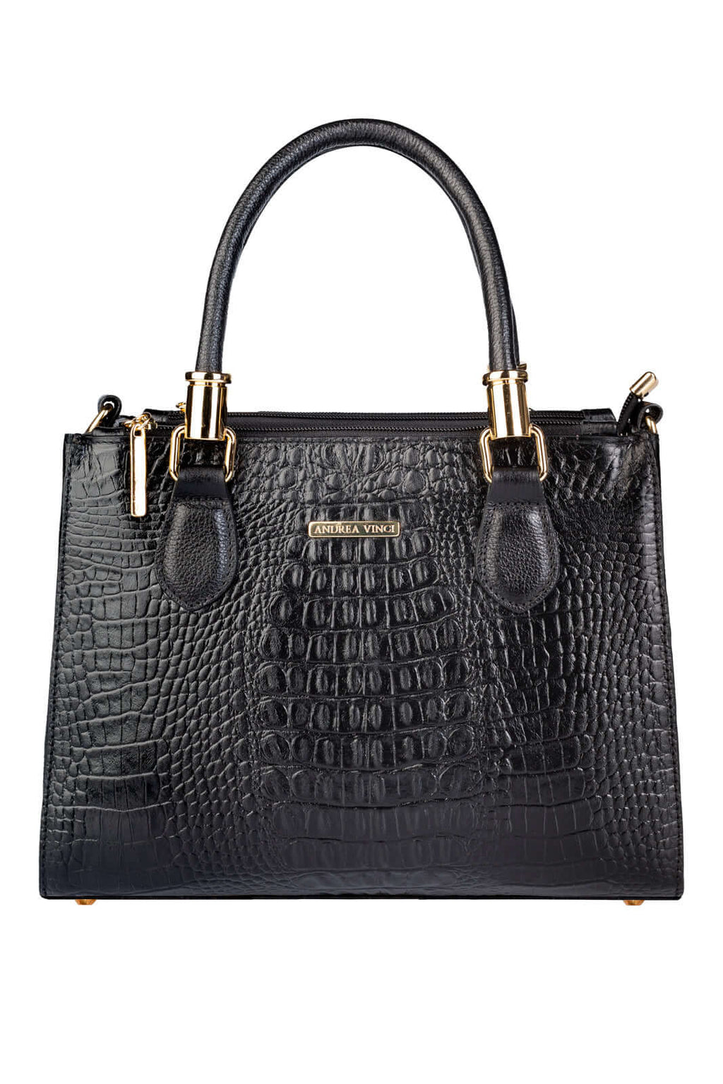 Bolsa grande de couro croco estruturada Emilia - Enluaze