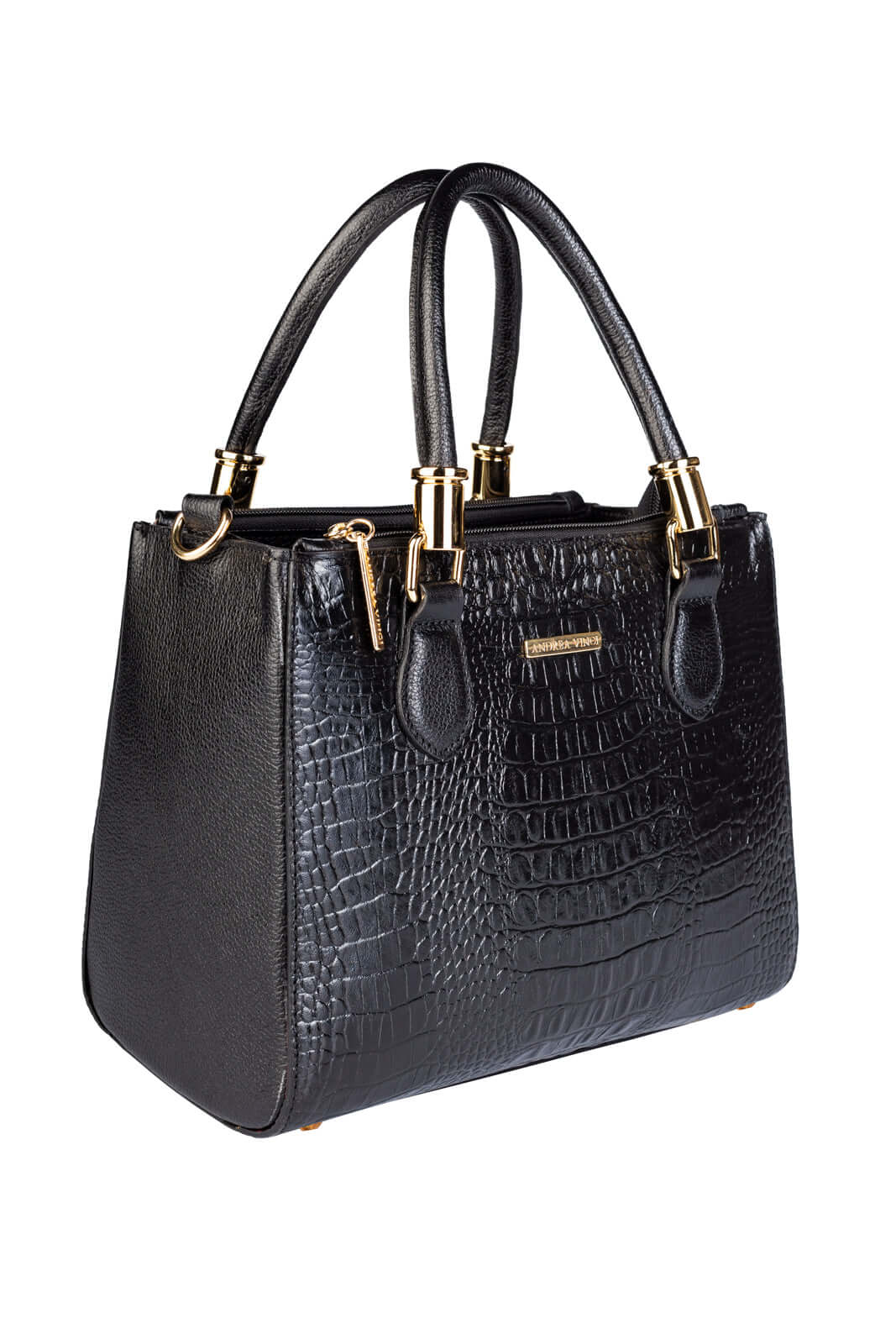 Bolsa grande de couro croco estruturada Emilia - Enluaze