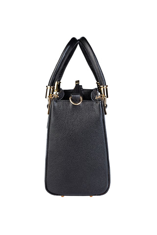 Bolsa grande de couro croco estruturada Emilia