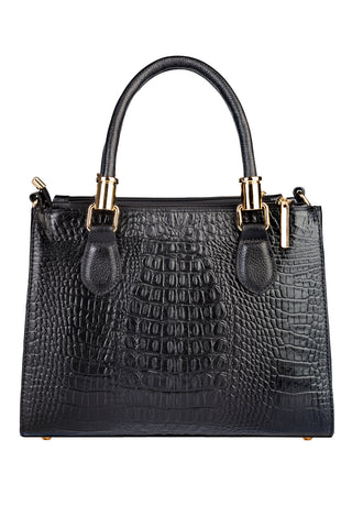 Bolsa grande de couro croco estruturada Emilia