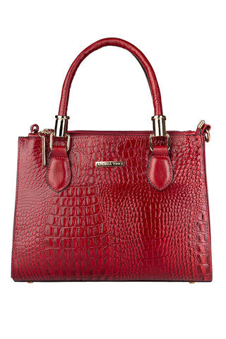 Bolsa grande de couro croco estruturada Emilia