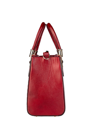 Bolsa grande de couro croco estruturada Emilia