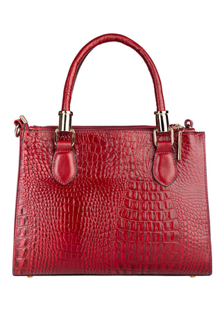 Bolsa grande de couro croco estruturada Emilia