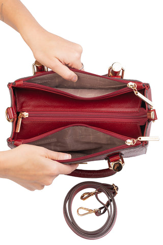 Bolsa grande de couro croco estruturada Emilia