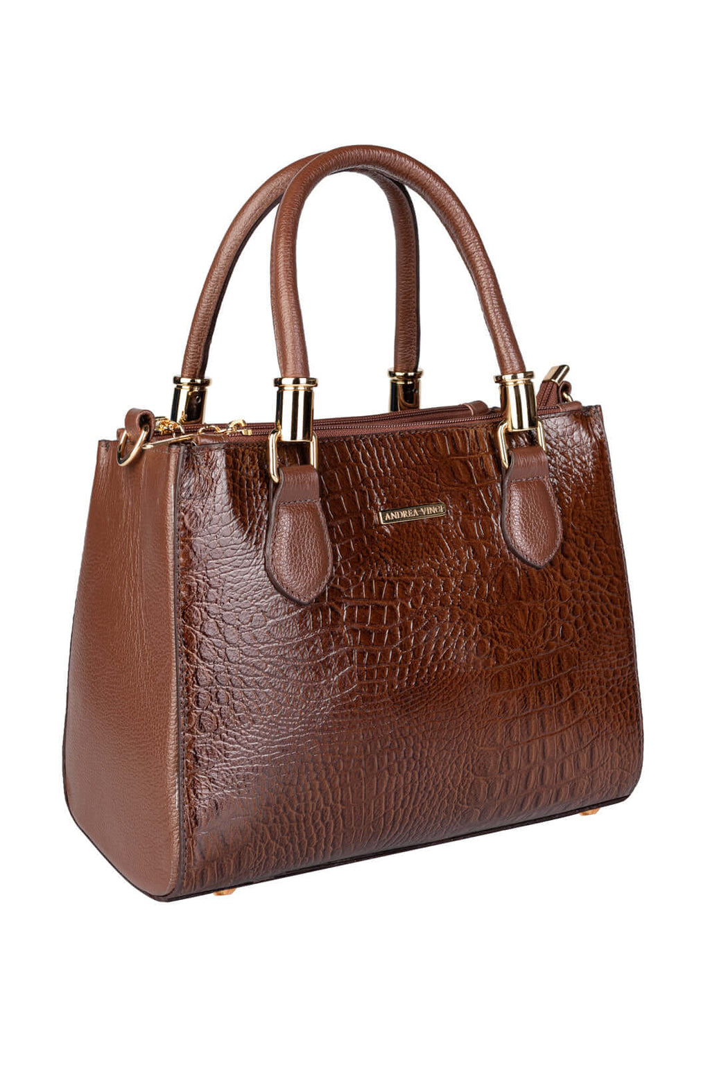 Bolsa grande de couro croco estruturada Emilia - Enluaze