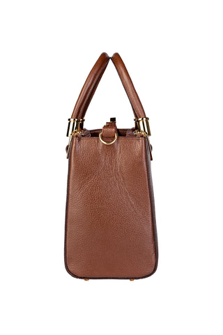 Bolsa grande de couro croco estruturada Emilia