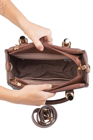 Bolsa grande de couro croco estruturada Emilia