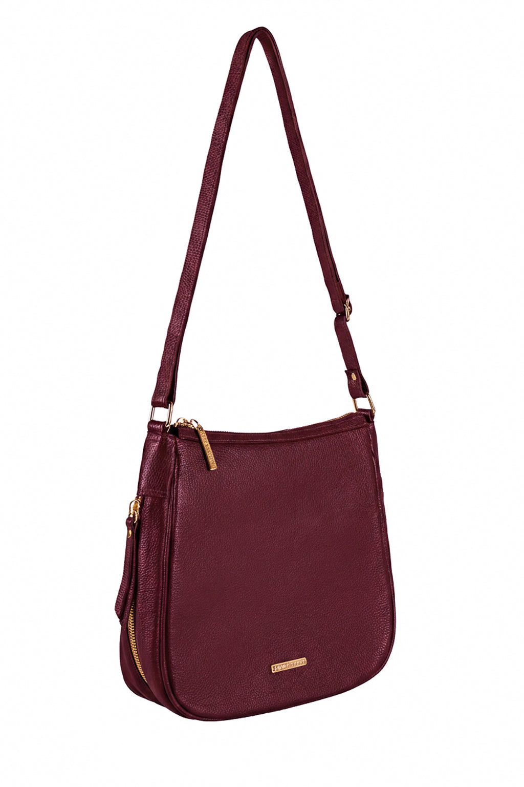 Bolsa tiracolo de couro liso Camila