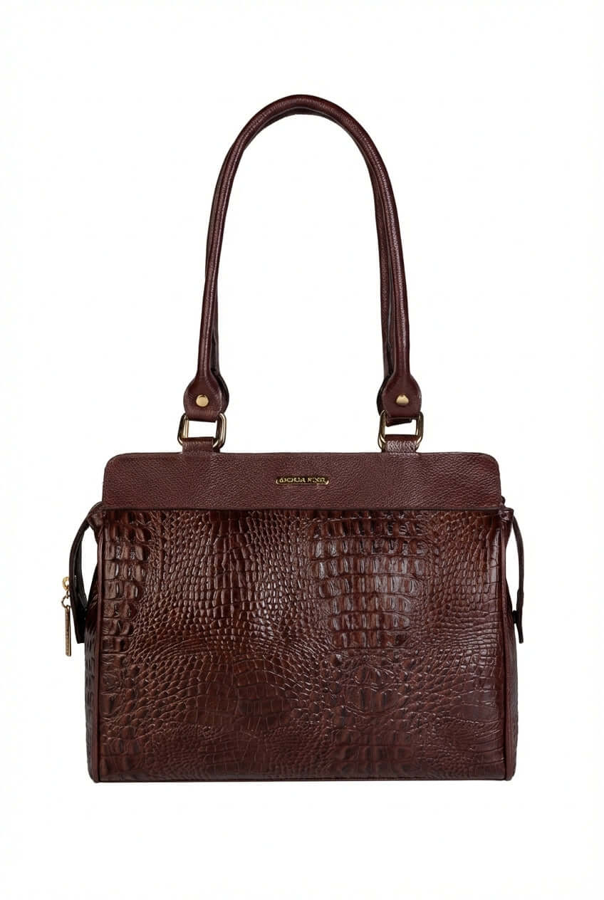 Bolsa de ombro em couro croco Silvia - Enluaze