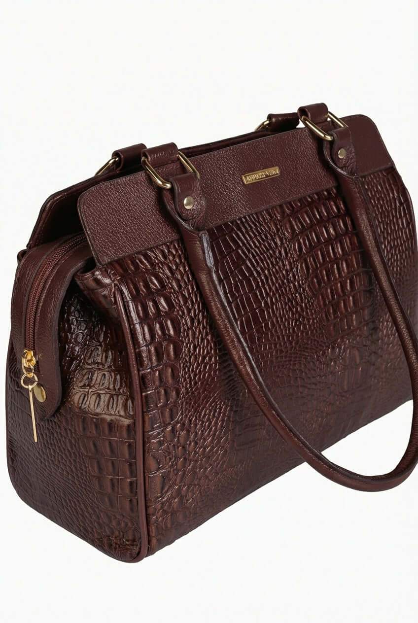 Bolsa de ombro em couro croco Silvia - Enluaze