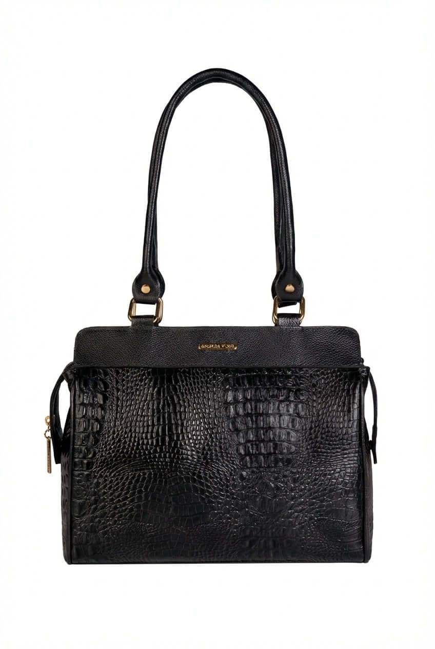 Bolsa de ombro em couro croco Silvia - Enluaze