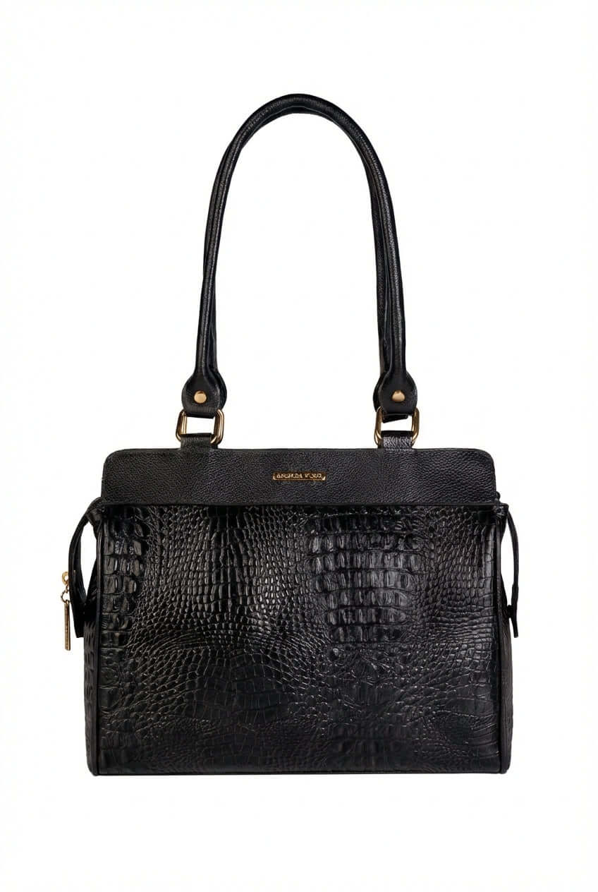 Bolsa de ombro em couro croco Silvia - Enluaze