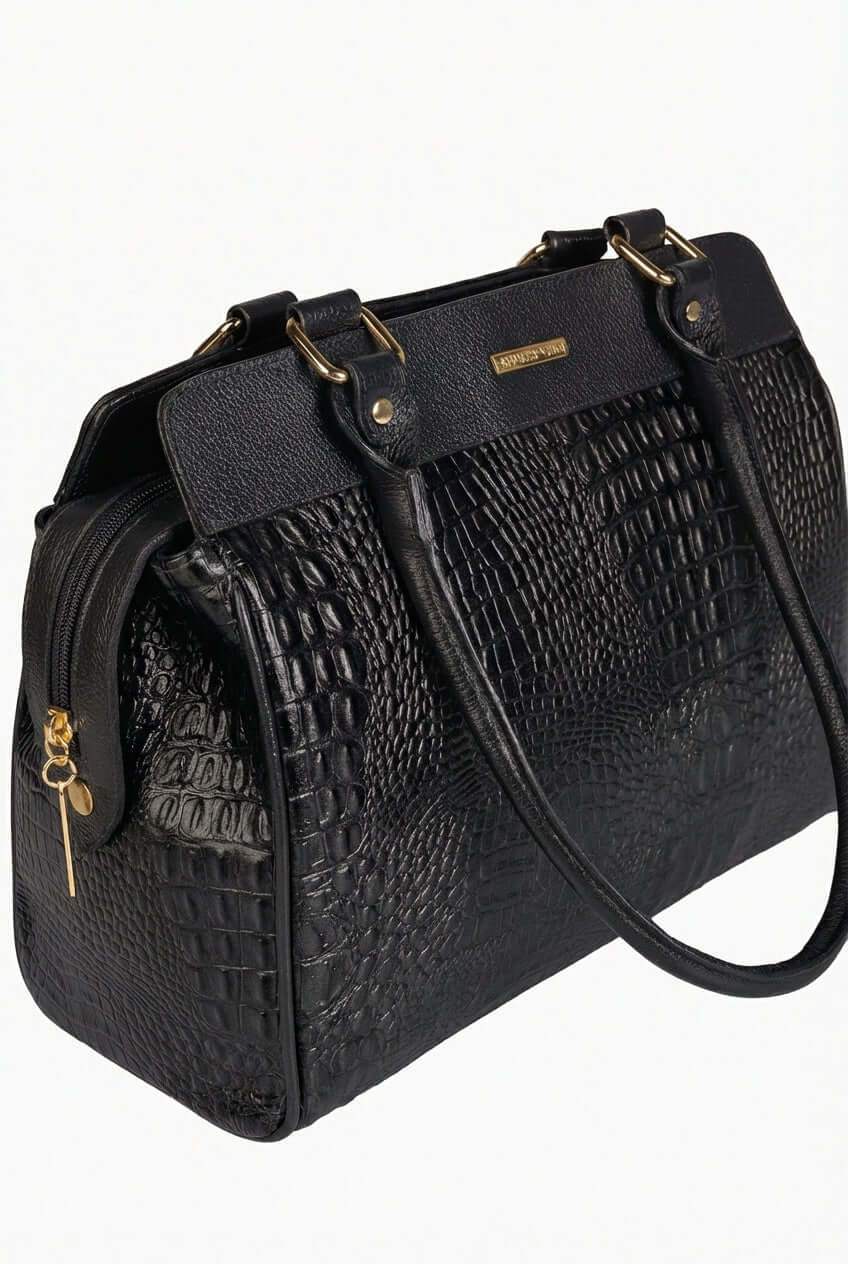 Bolsa de ombro em couro croco Silvia - Enluaze