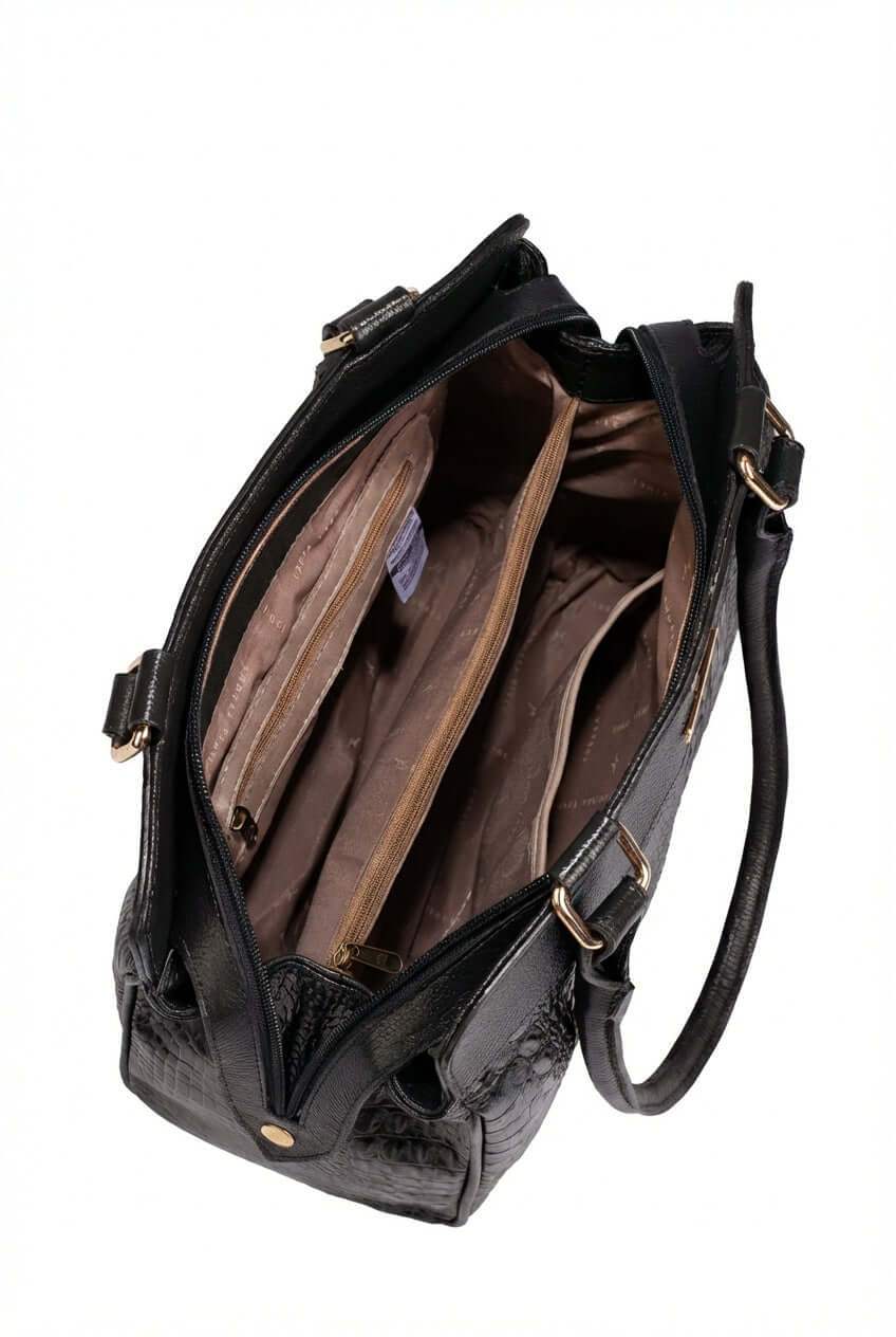 Bolsa de ombro em couro croco Silvia - Enluaze