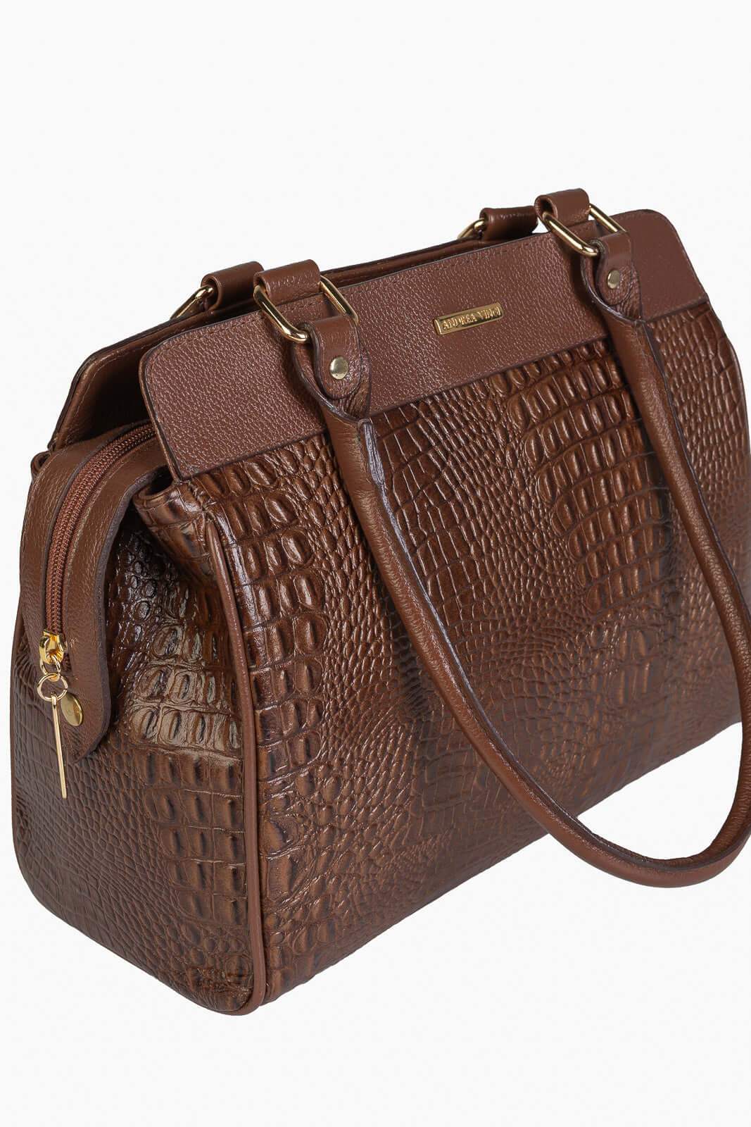 Bolsa de ombro em couro croco Silvia