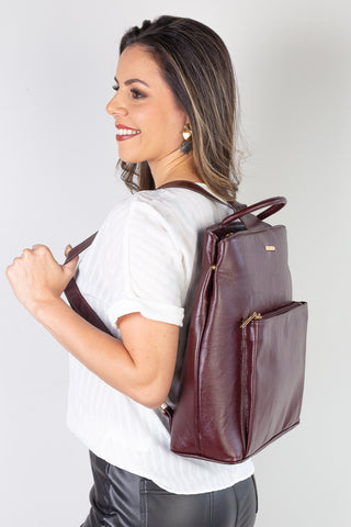 Mochila bolsa slim couro liso antifurto Lavínia
