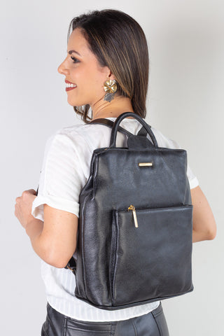 Mochila bolsa slim couro liso antifurto Lavínia