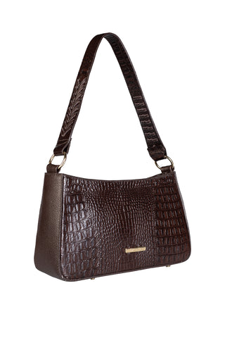 Bolsa de ombro em couro croco baguete Liah