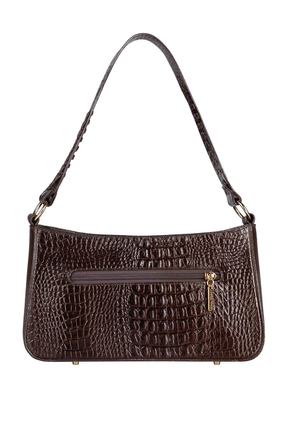 Bolsa de ombro em couro croco baguete Liah - Enluaze