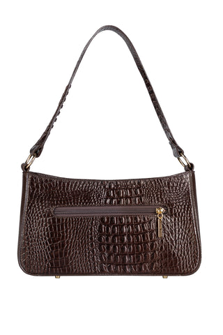 Bolsa de ombro em couro croco baguete Liah