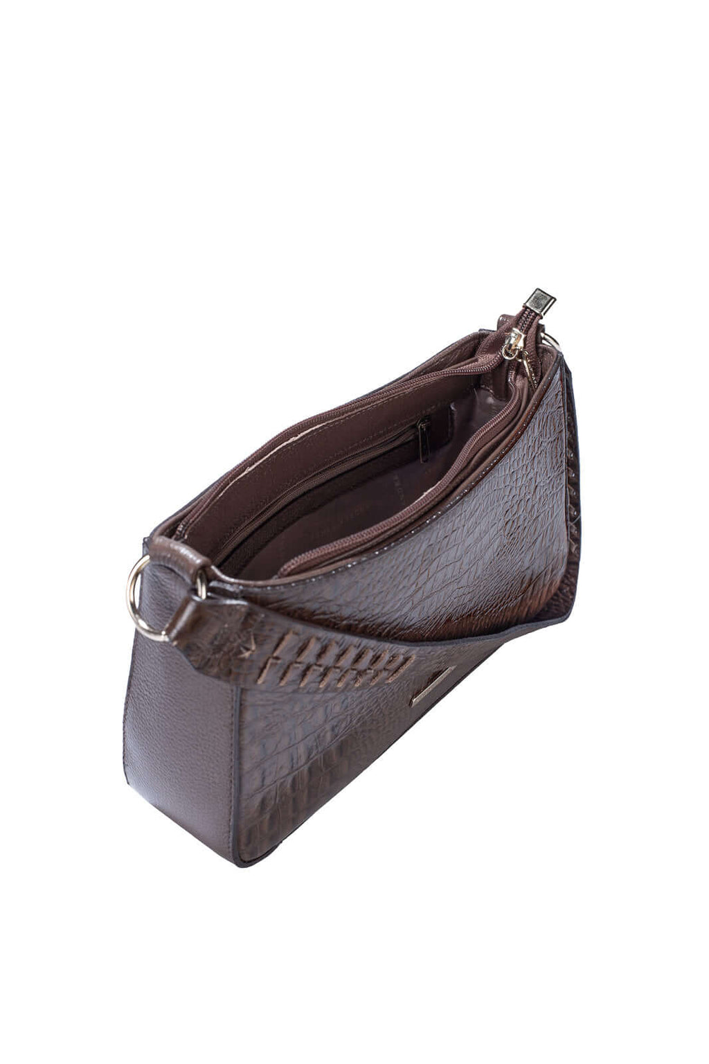 Bolsa de ombro em couro croco baguete Liah - Enluaze