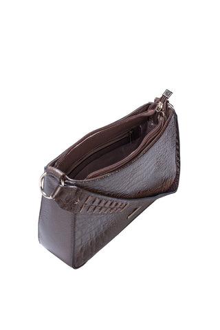 Bolsa de ombro em couro croco baguete Liah