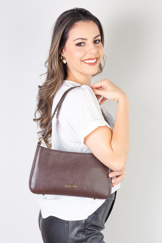 Bolsa de ombro em couro liso baguete Liah - Enluaze - Bolsas, Mochilas e Acessórios em Couro Legítimo