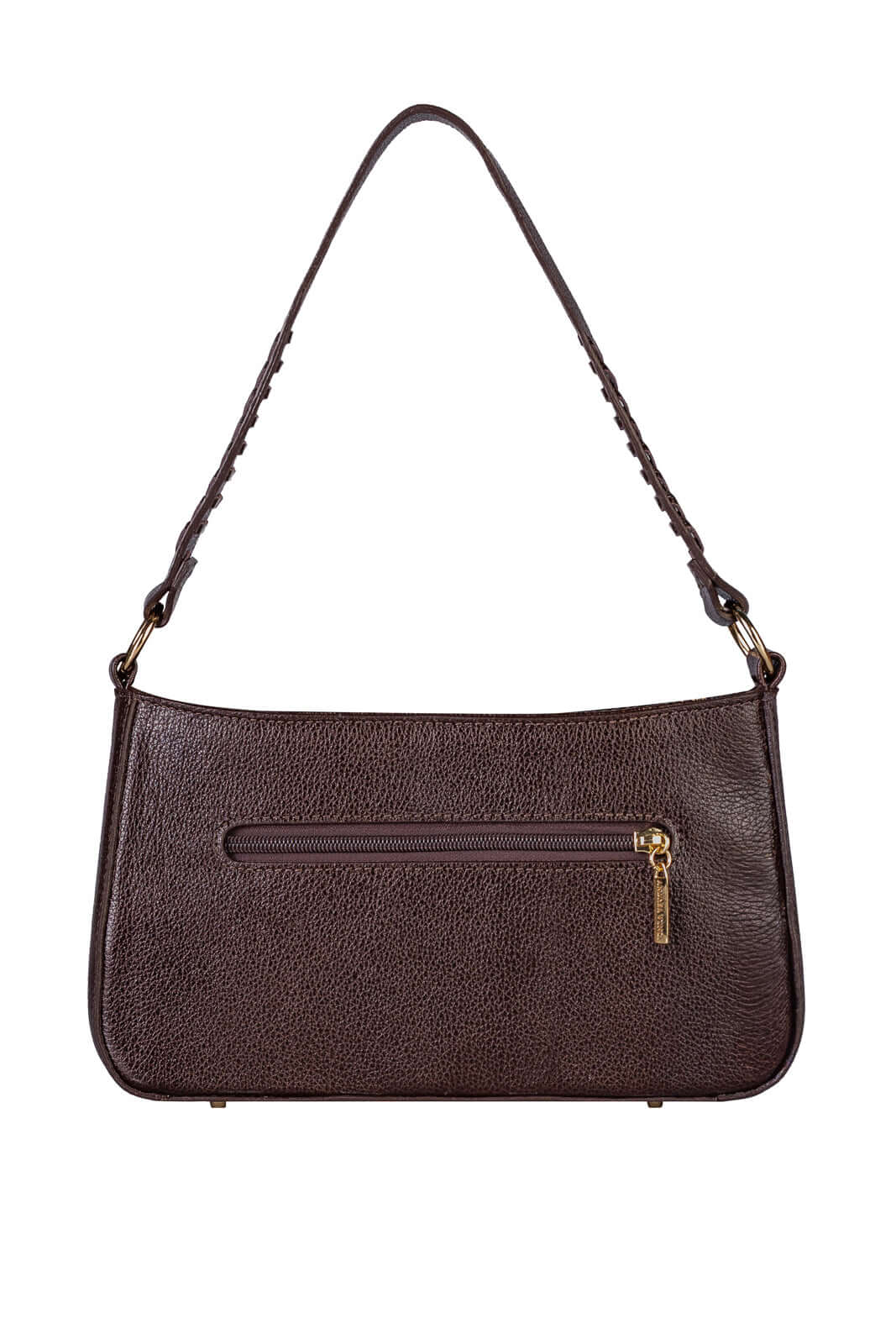 Bolsa de ombro em couro liso baguete Liah - Enluaze