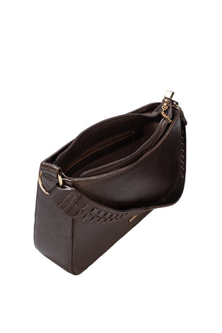 Bolsa de ombro em couro liso baguete Liah