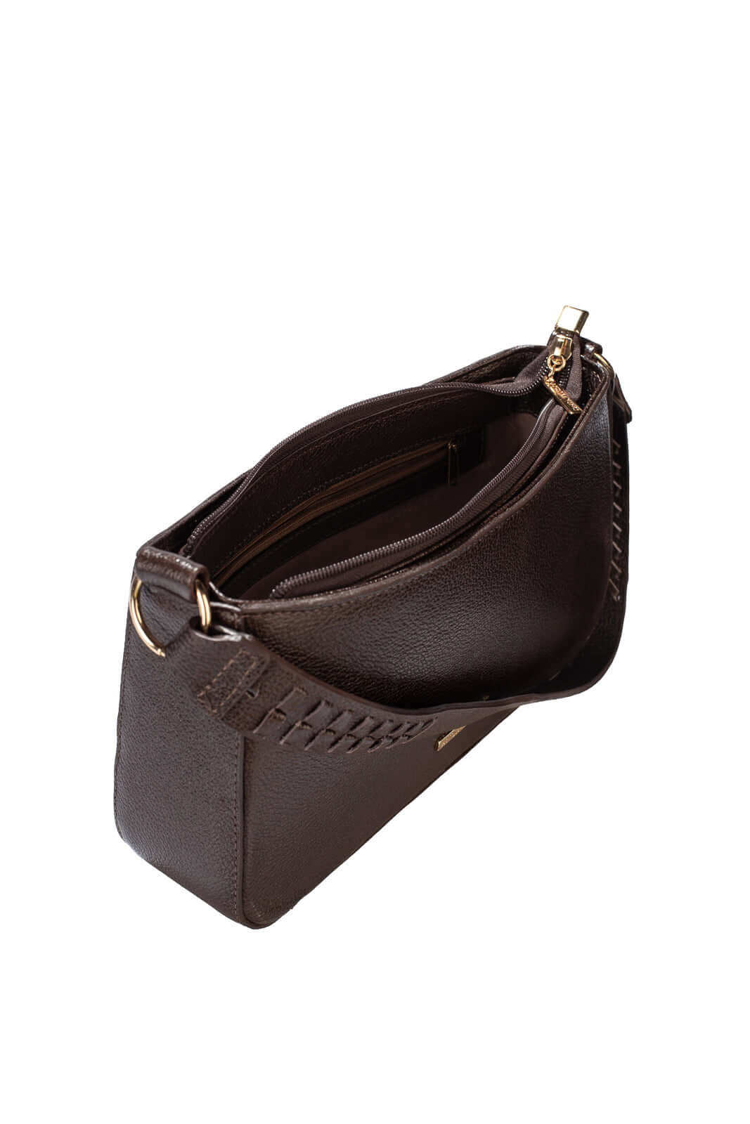 Bolsa de ombro em couro liso baguete Liah - Enluaze