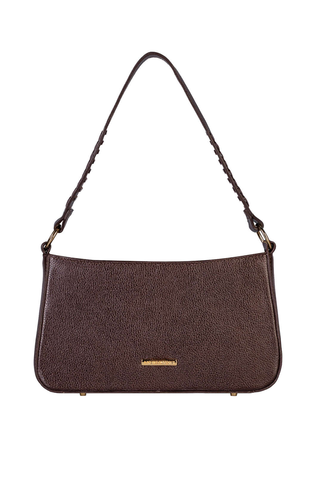 Bolsa de ombro em couro liso baguete Liah - Enluaze